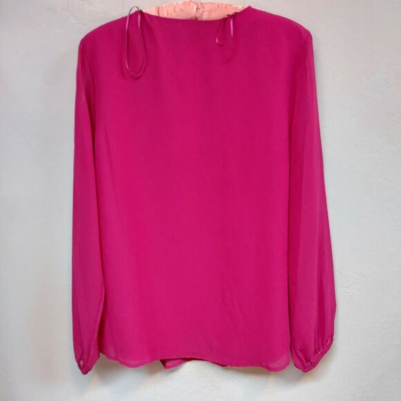 Jaclyn Smith Beaded Embellished Chiffon Top Blouse Medium Long Sleeve Maroon - Picture 2 of 6